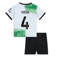 Camiseta Liverpool Virgil van Dijk #4 Visitante Equipación para niños 2023-24 manga corta (+ pantalones cortos)